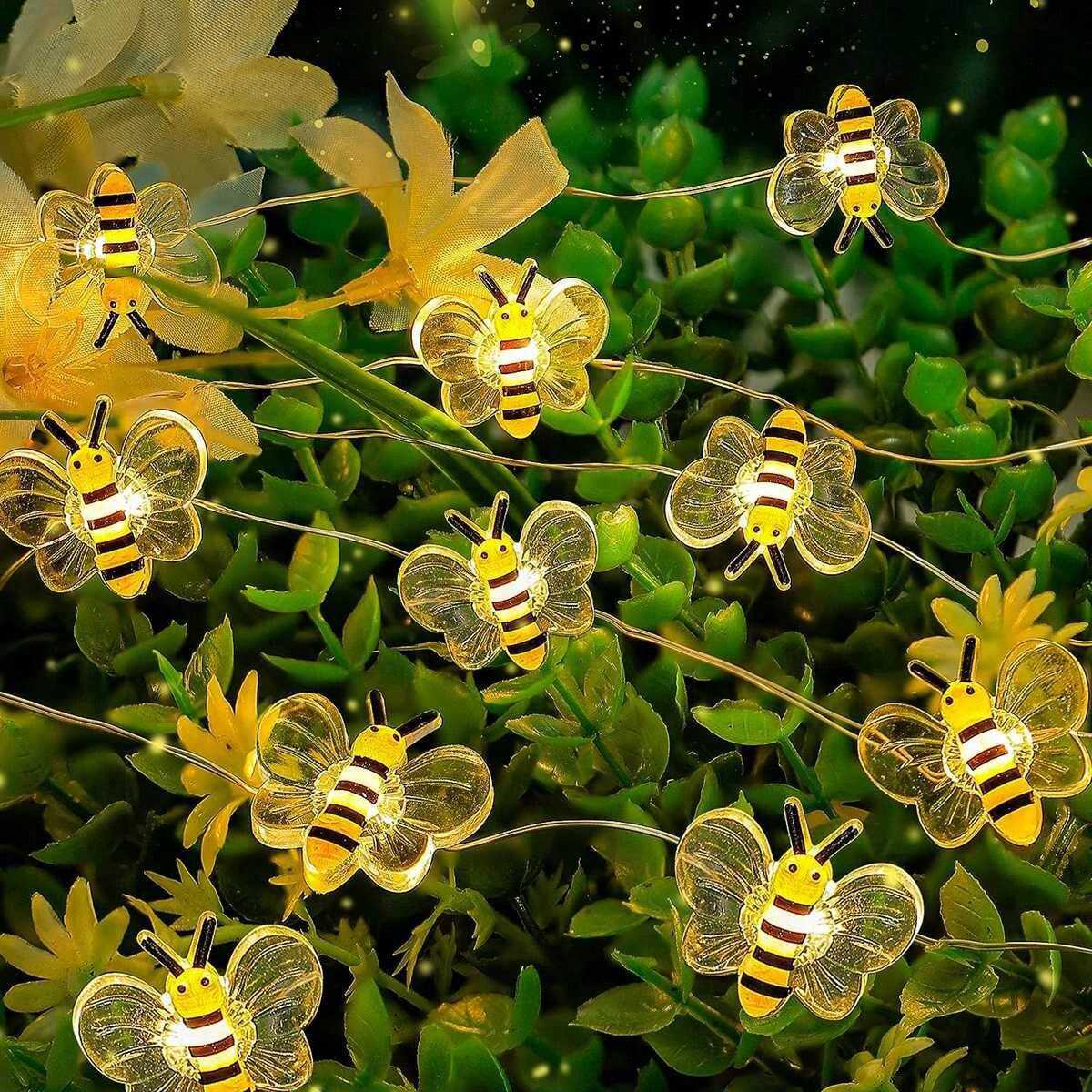 Bee Lights, Battery Operated Bee String Lights for Bedroom, Plants, Patios, Wedding, Xmas Decorative String Lights