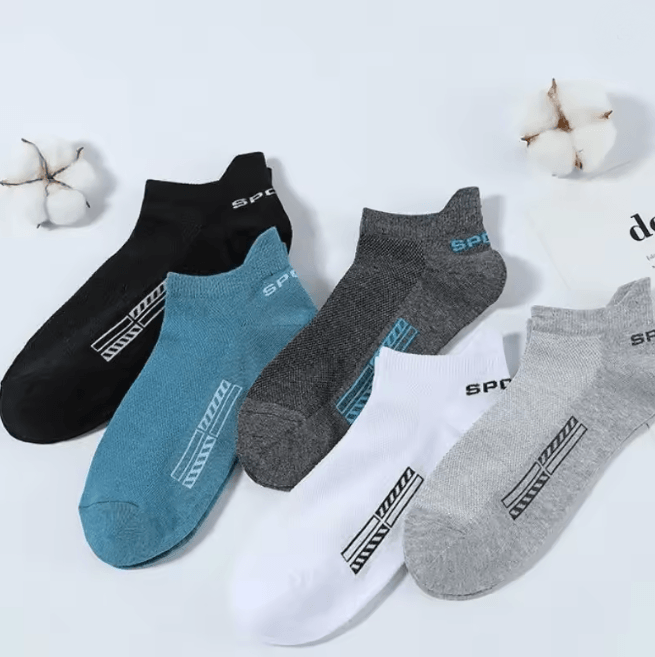 Mens Breathable Cotton Ankle Socks Lightweight Athletic Socks 5 Pair Set