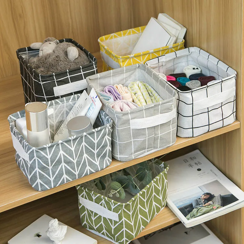 Cosmetic Organizer Office Stationery Organizer Toy Storage Basket Linen Desktop Storage