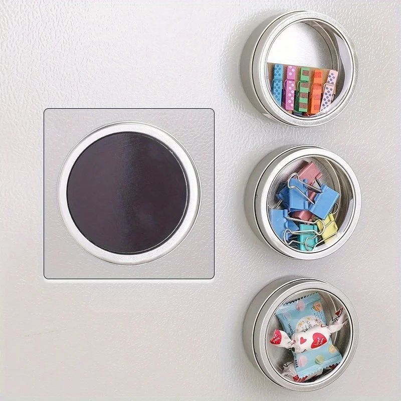 Magnetic Spice Storage Box with Transparent Lid Fridge Organizer