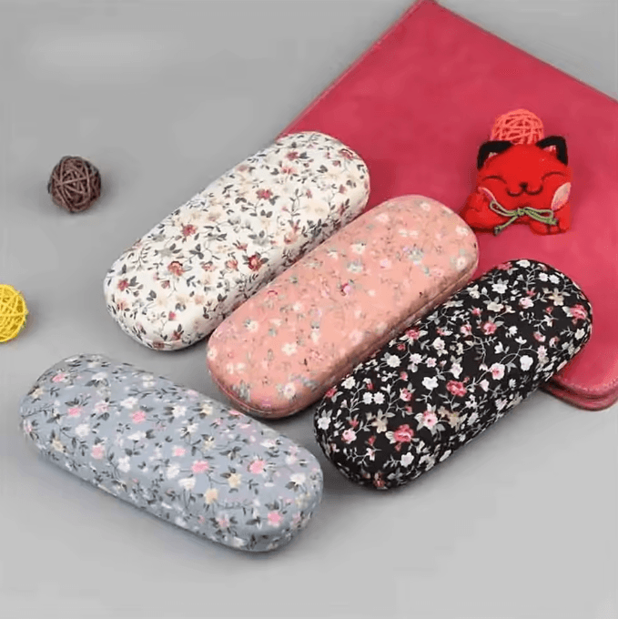 FloraGuard Retro Floral Hard Shell Glasses Case Stylish Eyewear Protector for Sunglasses & Reading Glasses
