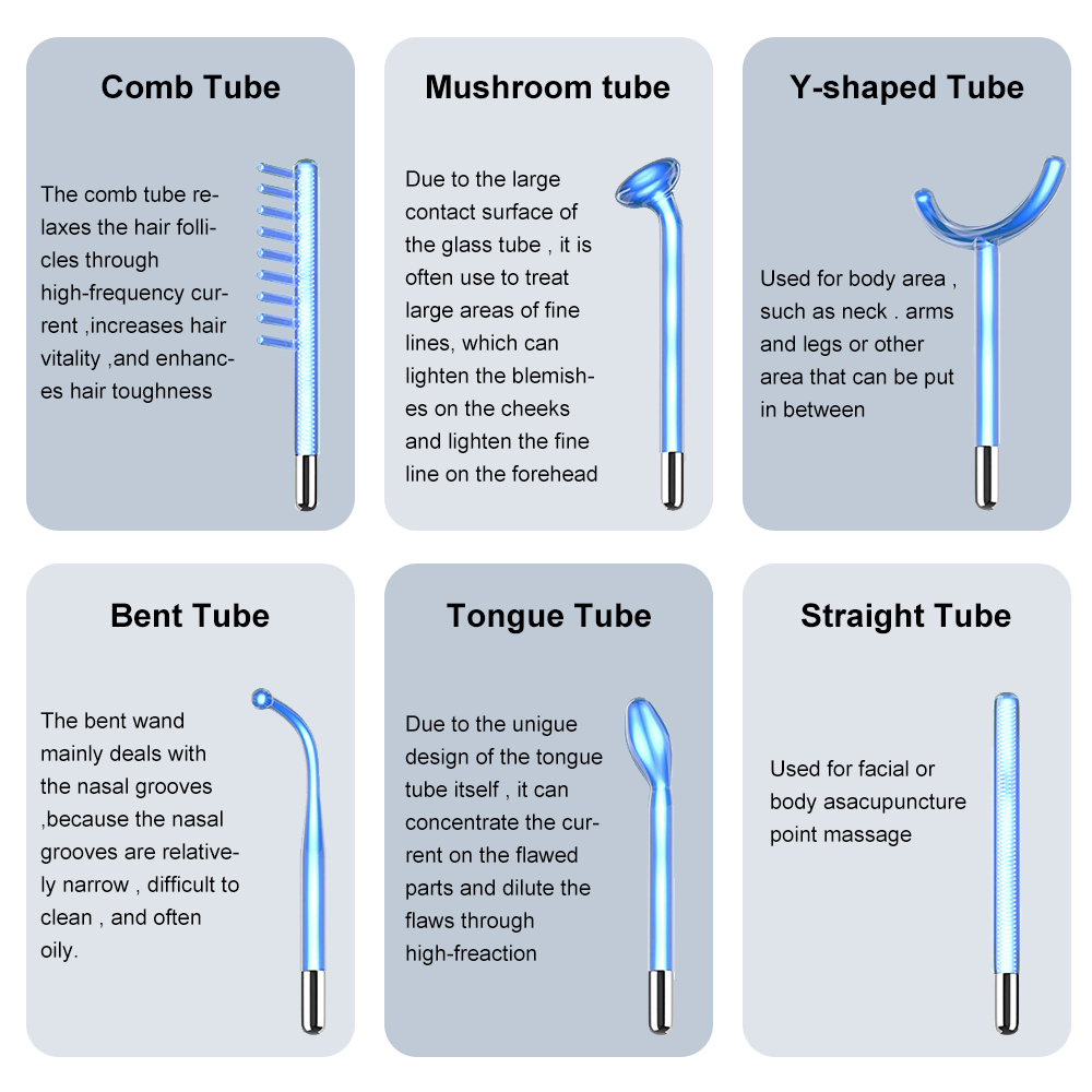 High Frequency Electrode Wand Glass Tube Electrotherapy Acne Spot Remover, Skin Care Facial Therapy
