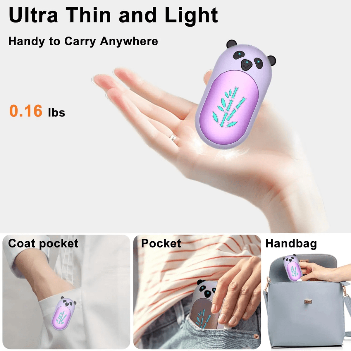 Rechargeable Hand Warmers 2 Pack with Long Lasting Heat 6000mAh