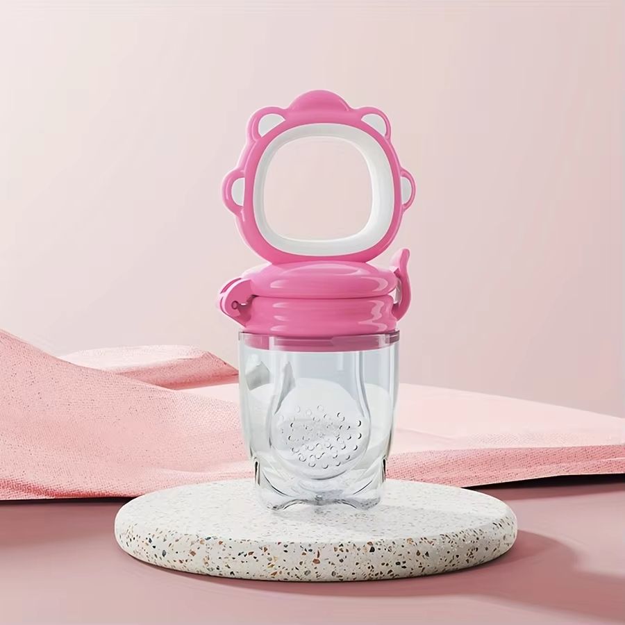 Silicone Baby Fruit & Vegetable Feeder with Mesh Cartoon Lion Design - Safe Self-Feeding & Teething Aid