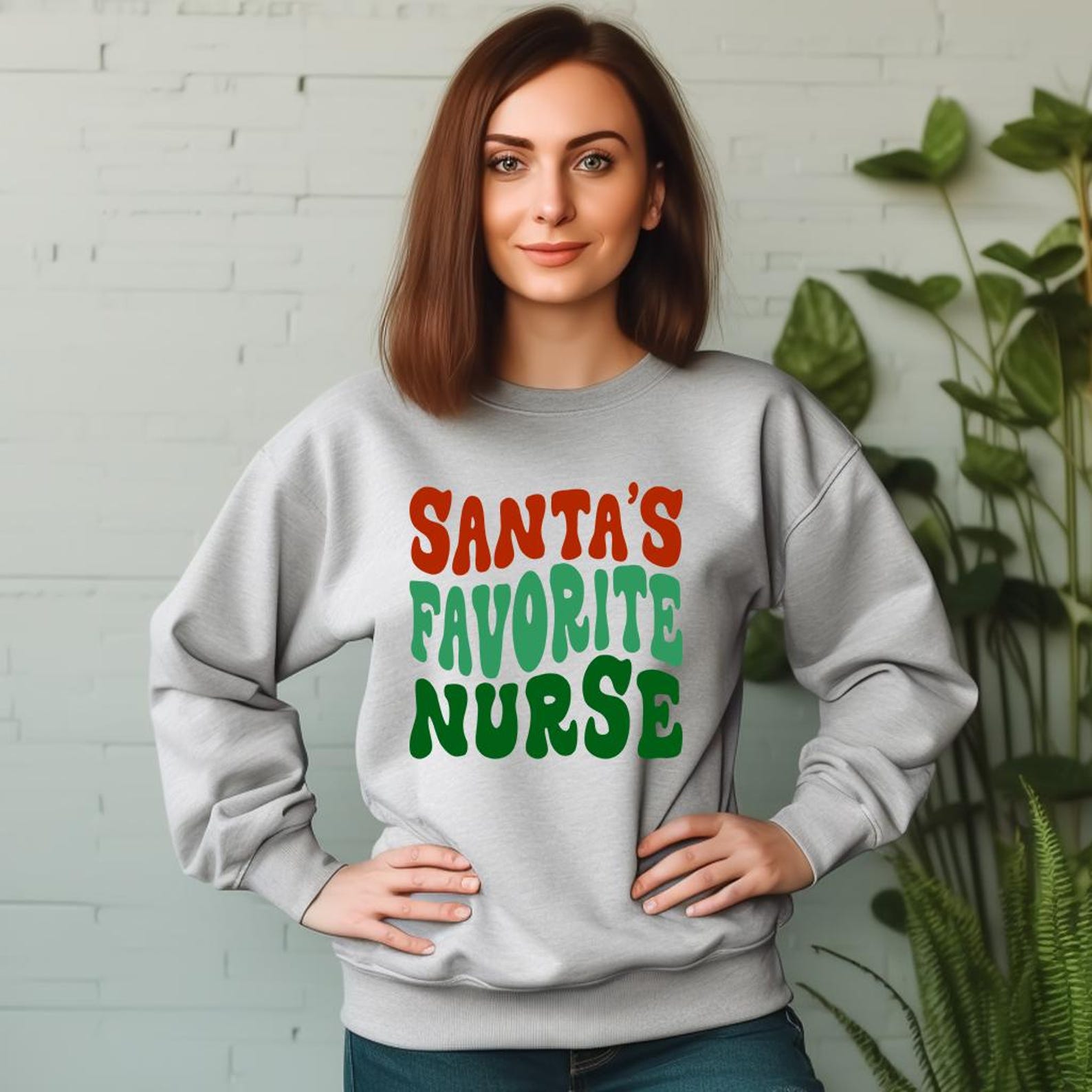 Santas Favorite Nurse Christmas Tee | Retro Holiday Nurse Shirt Women Funny Christmas Medical Graphic Top