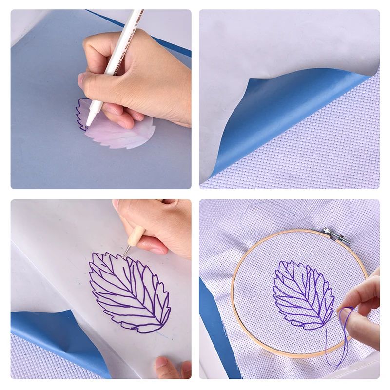 Embroidery Transfer Paper Set With Stylus Water Soluble Tracing Sheets