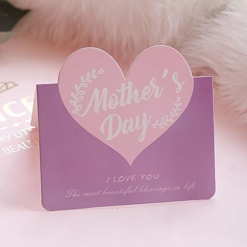 10PCS Greeting Card Set Happy Mother's Day and Heart-Shaped Father's Day Handwritten Blessing Cards