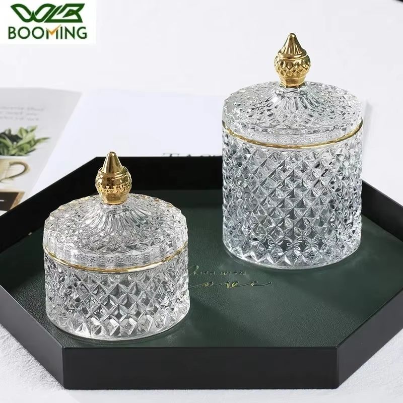 Crystal Glass Jewelry Organizer Storage Jar for Cosmetics Tea Candy Coffee and Seasonings