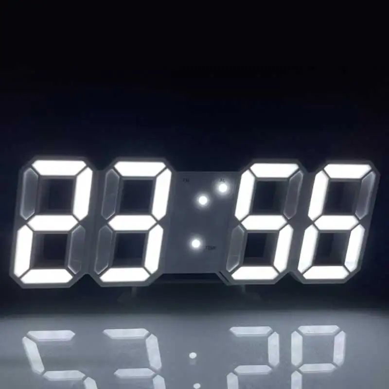 Modern LED Digital Alarm Clock Voice Activated Silent Desk Clock with 3D Display