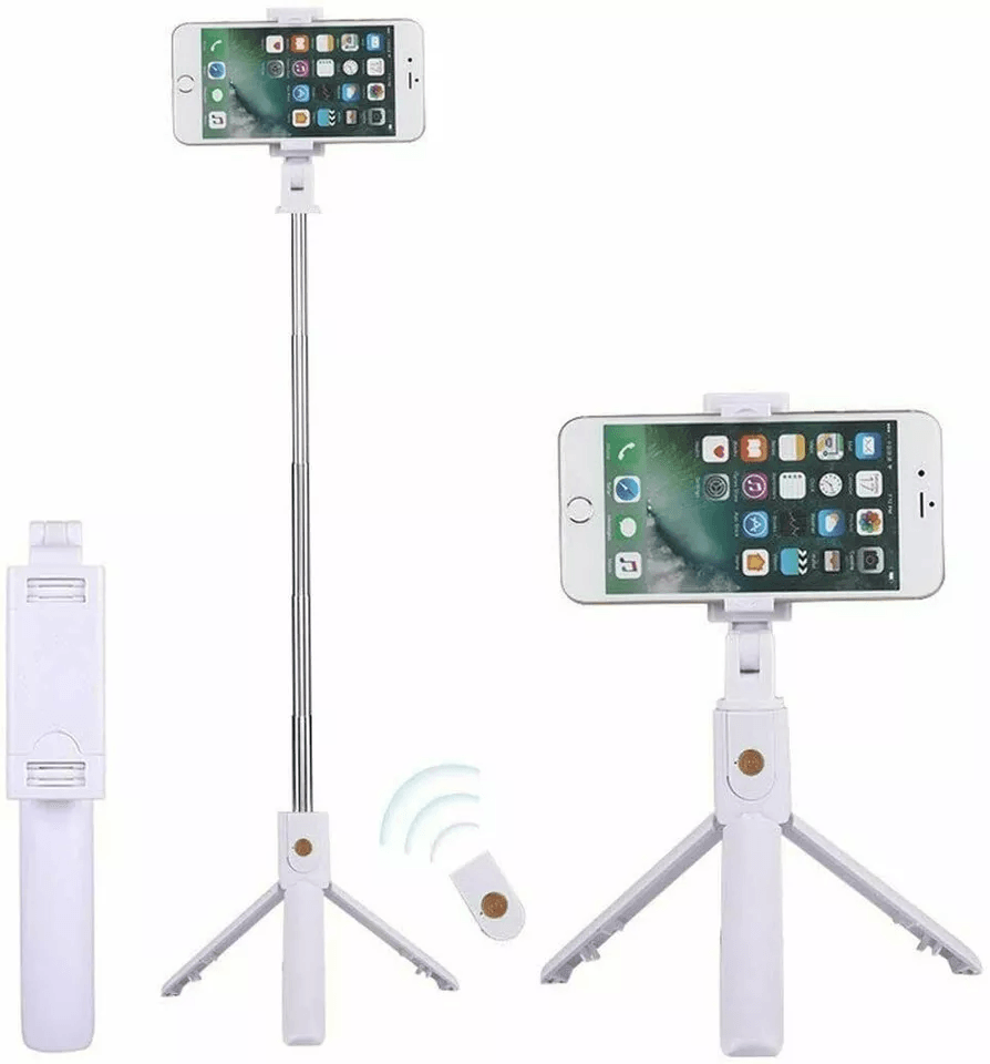 Bluetooth Selfie Stick Tripod Stand, Extendable Remote Desktop Cell Phone Holder, Adjustable Lightweight Travel Tripod