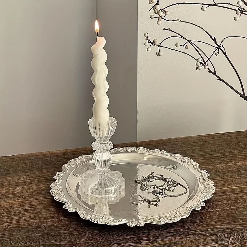 Retro Light Luxury Style Metal Jewelry Tray