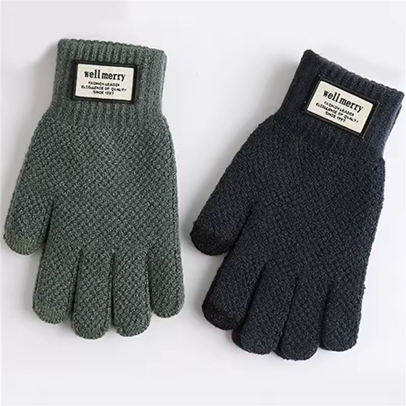Men's Knitted Touchscreen Gloves Warm Wool Cashmere Mittens