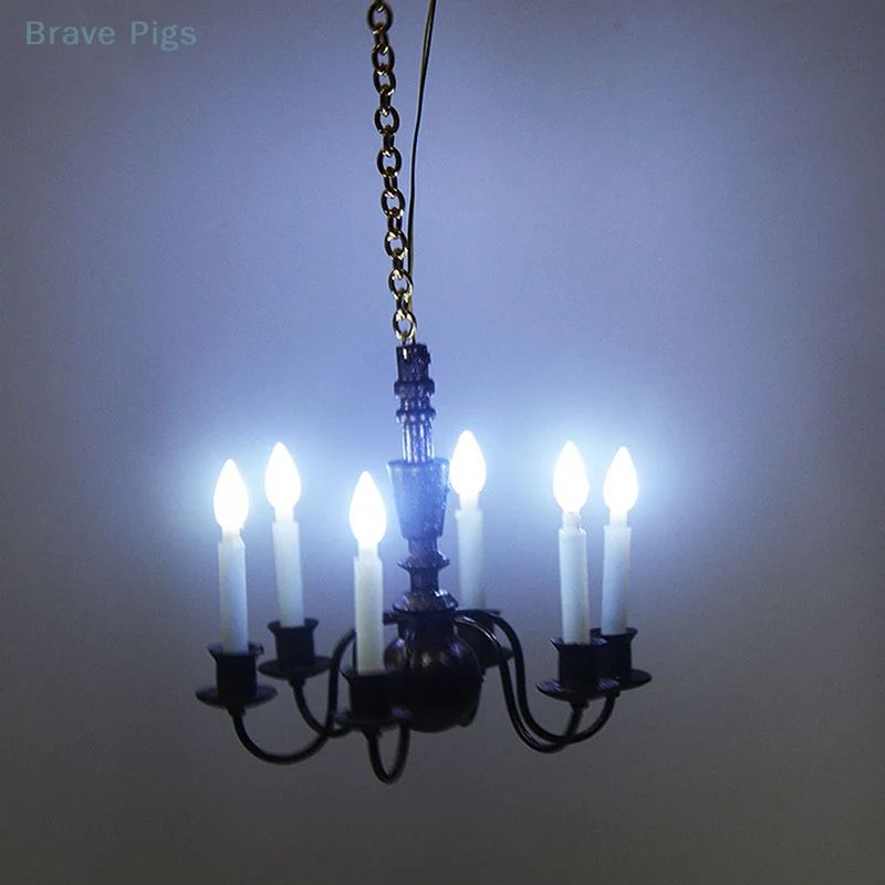 Mini LED Dollhouse Ceiling Lamp Chandelier Decor