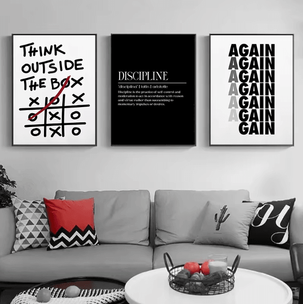 Motivational Discipline Quotes Canvas Wall Art – Modern Inspirational Poster for Home & Office Decor