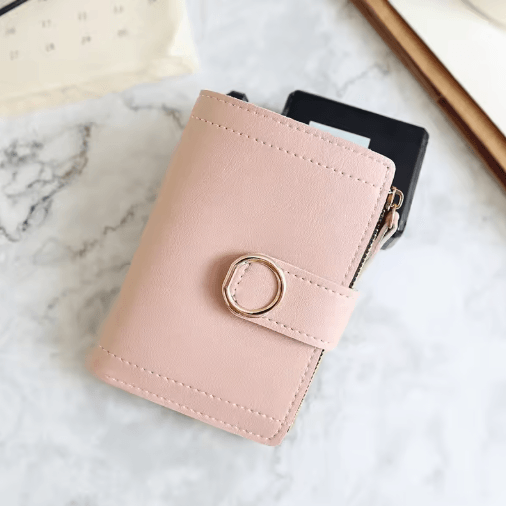 Cute Womens Zipper Wallet Compact PU Leather Card Holder & Coin Purse