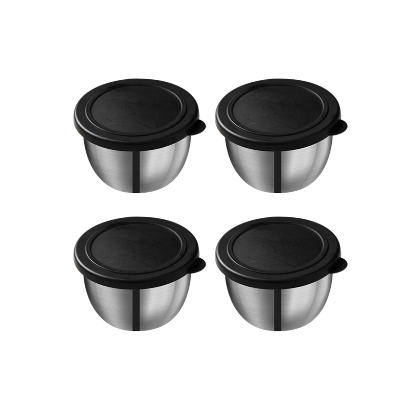 Stainless Steel Sauce Cup with Lid, Reusable Salad Dressing Container