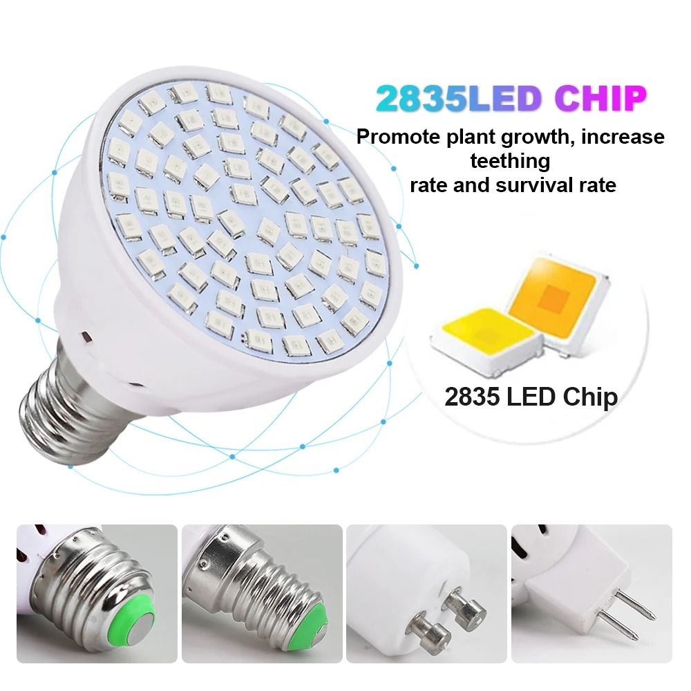 Full Spectrum LED Grow Bulb for Indoor Plants E27 60 and 80 LED Options
