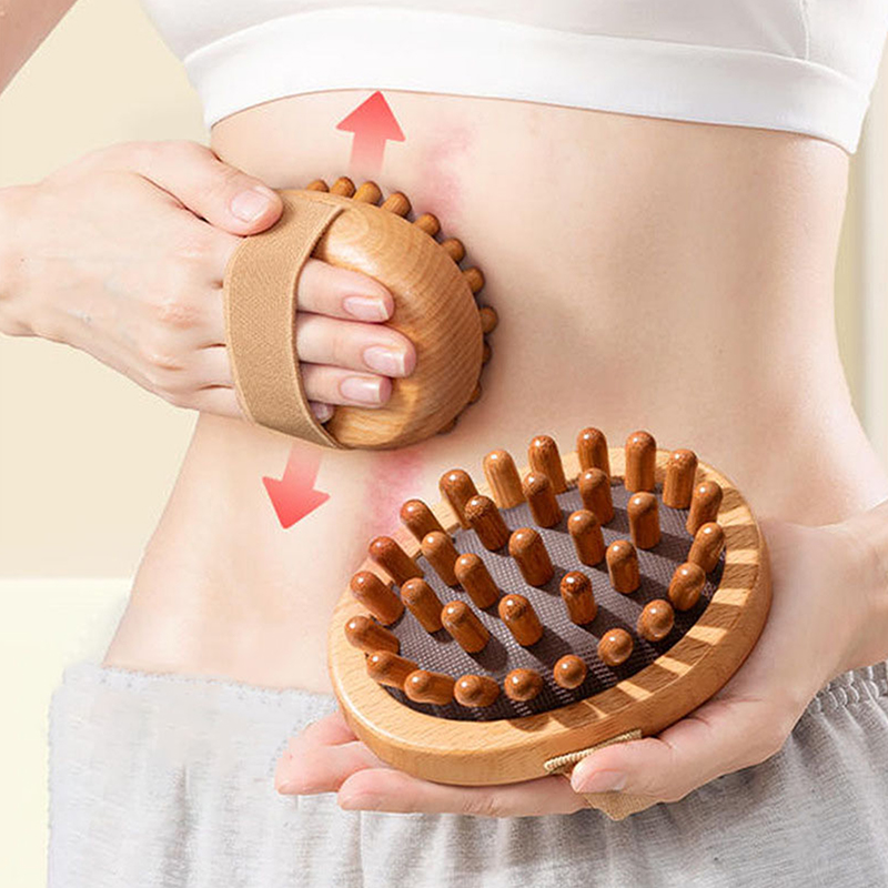 Soothing Wooden Body Massager & Scalp Massage Brush, Air Cushion Anti Cellulite Brush for Lymphatic Drainage