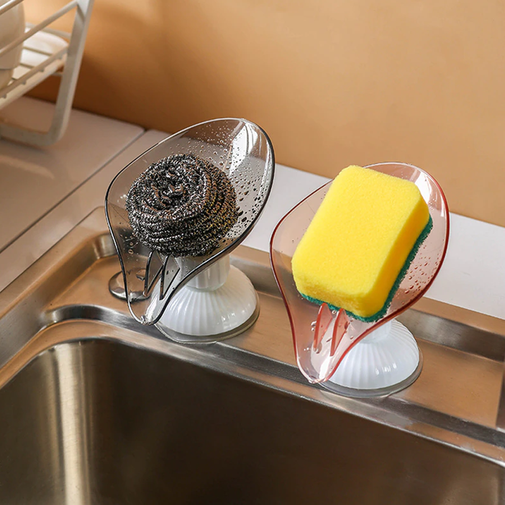 Stylish Rotating Leaf Shaped Self Draining Soap Holder