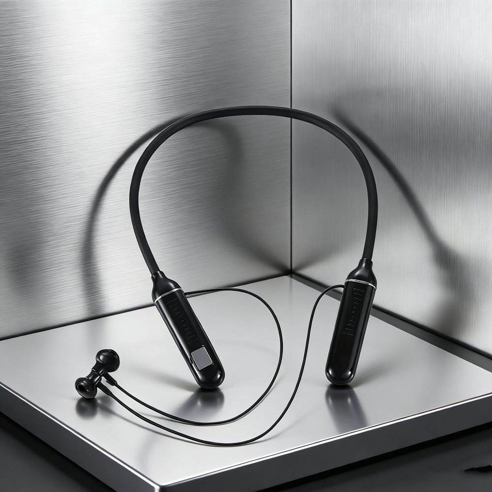 LED Display Bluetooth Neckband Headphones with Mic and TF Card