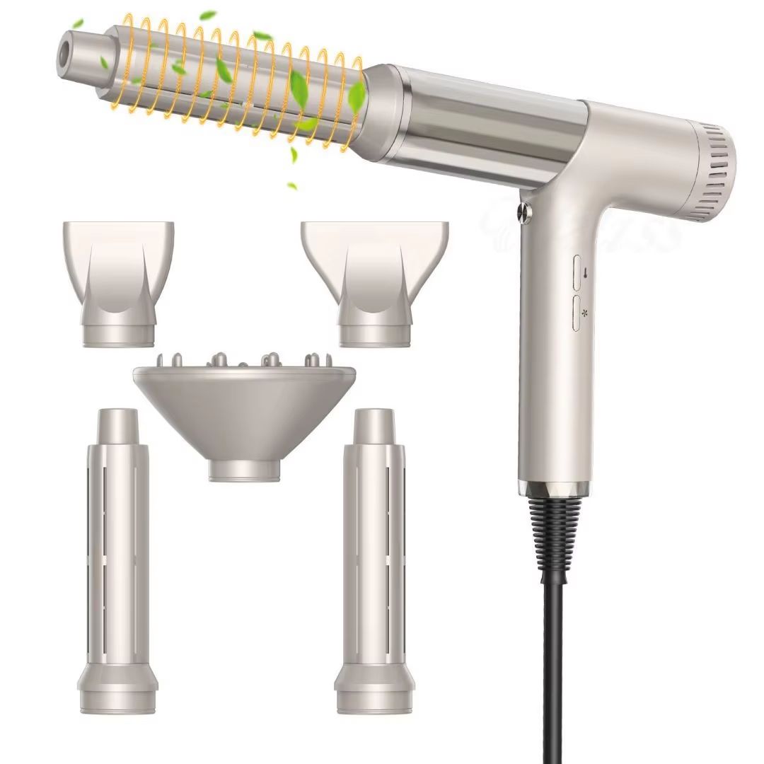 Noise Reducing Ionic Hair Dryer and Straightening Brush, Five-in-One High Power Fast Airflow