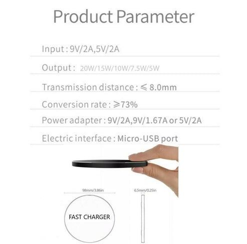 Wireless Fast Charger Pad for Samsung, iPhone , Quick Charge Dock for Android Devices