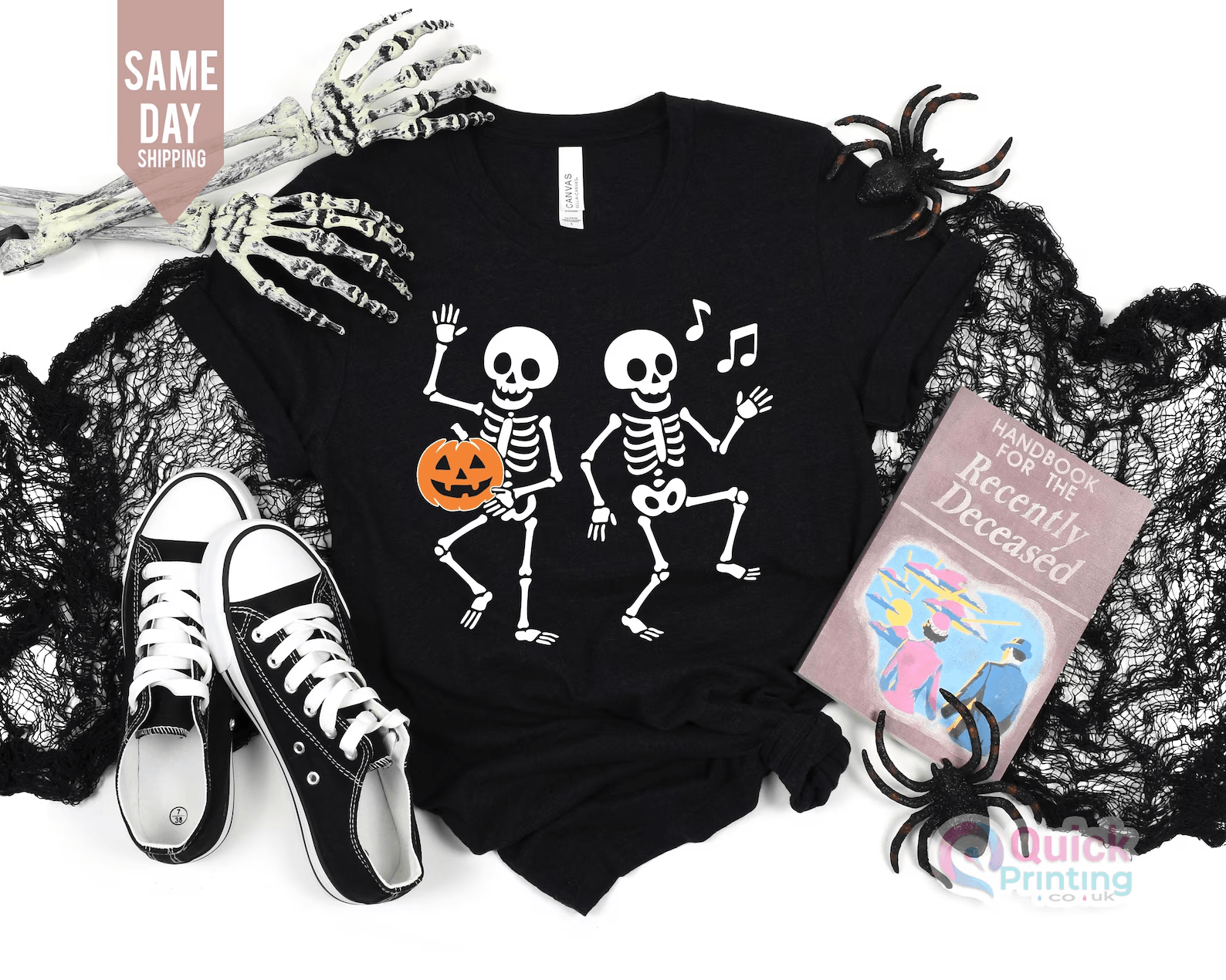 Kids Dancing Skeleton Halloween Shirt – Cute Spooky Skeleton Graphic Tee Soft Cotton Kids Outfit