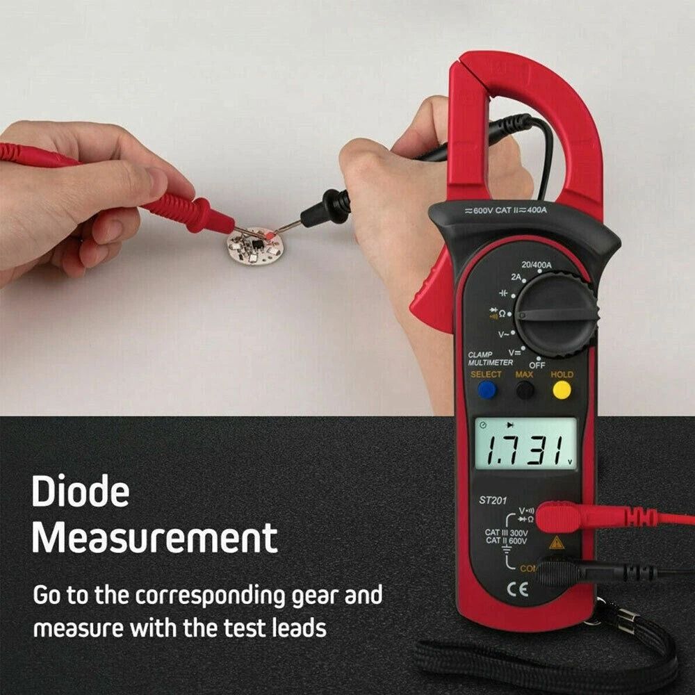 Digital Clamp Meter, Handheld True RMS Multimeter, AC Volt Amp, Ohm Cap Tester