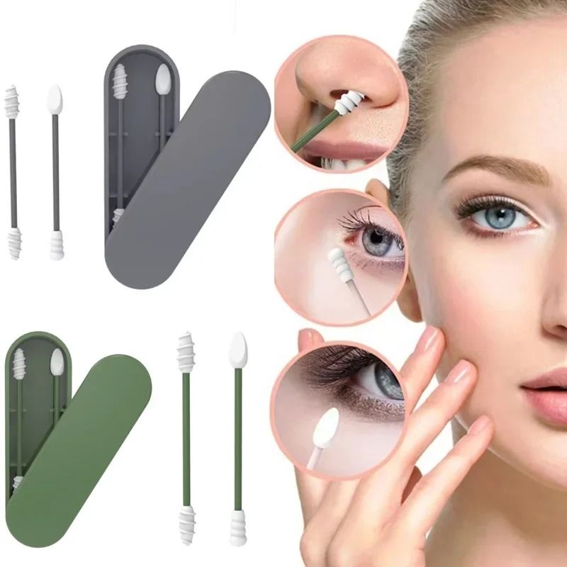 Reusable Silicone Ear Cleaning Swabs with Storage Case