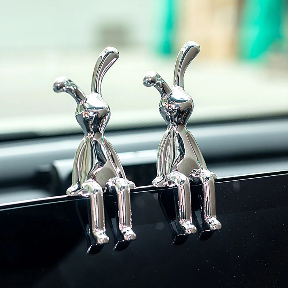 Long Eared Rabbit Double Statue Cartoon Decorative Ornament Set
