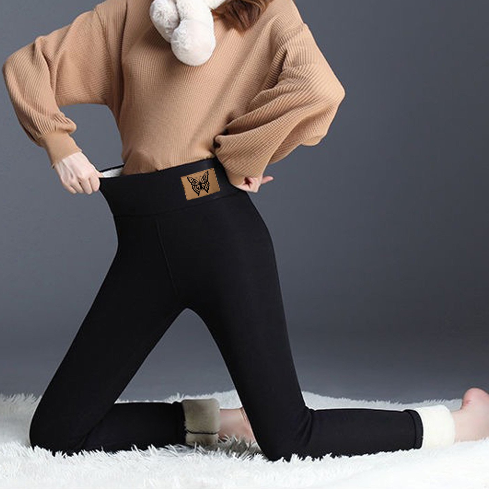 Thick Cashmere Wool Leggings Women | High Waisted Fleece Lined Leggings | Stretchy Warm Thermal Pants