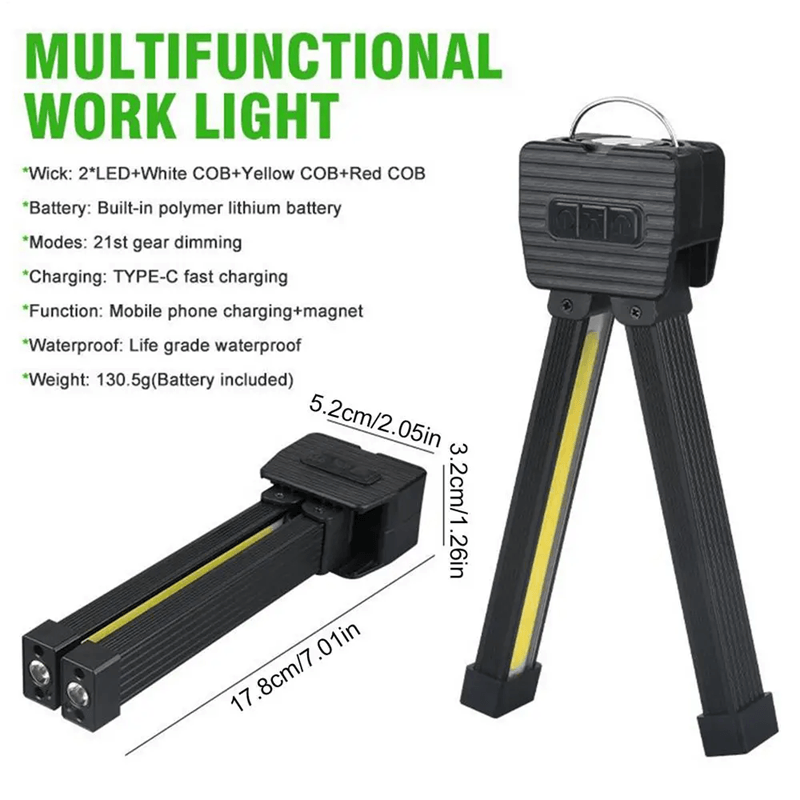 Foldable Magnetic Rechargeable Flashlight with 7 Mode Led Lamp