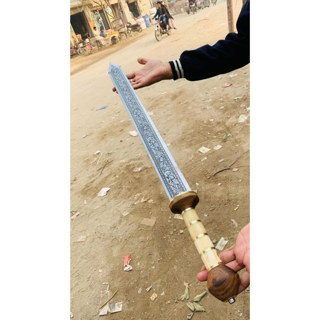 Gladius Sword Custom Handmade Double Edge Sword Camel Bone Handle Viking Sword
