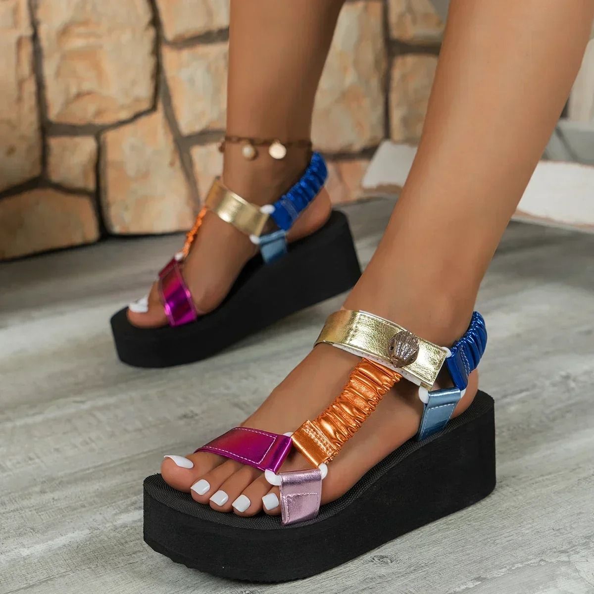 Womens Summer Flat Hemp Rope Beach Sandals