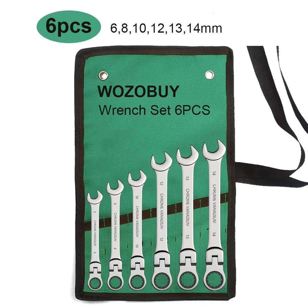 Flexible Head Ratcheting Wrench Set 8–22mm – Metric Combination Spanner Kit with Carry Bag