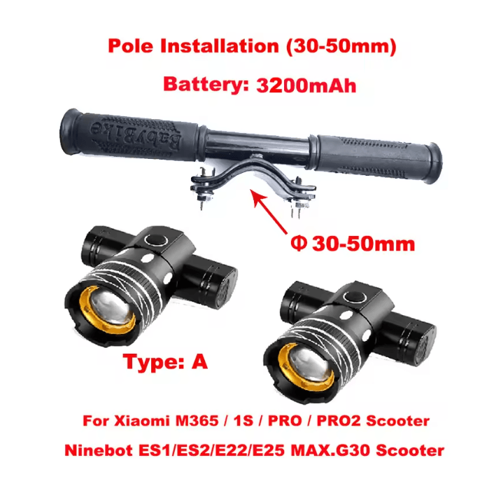 LED USB Rechargeable Scooter Headlight