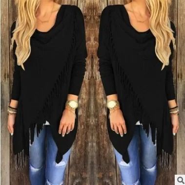 Women Mid Length Oversized Fringe T Shirt Casual Diagonal Pattern Top