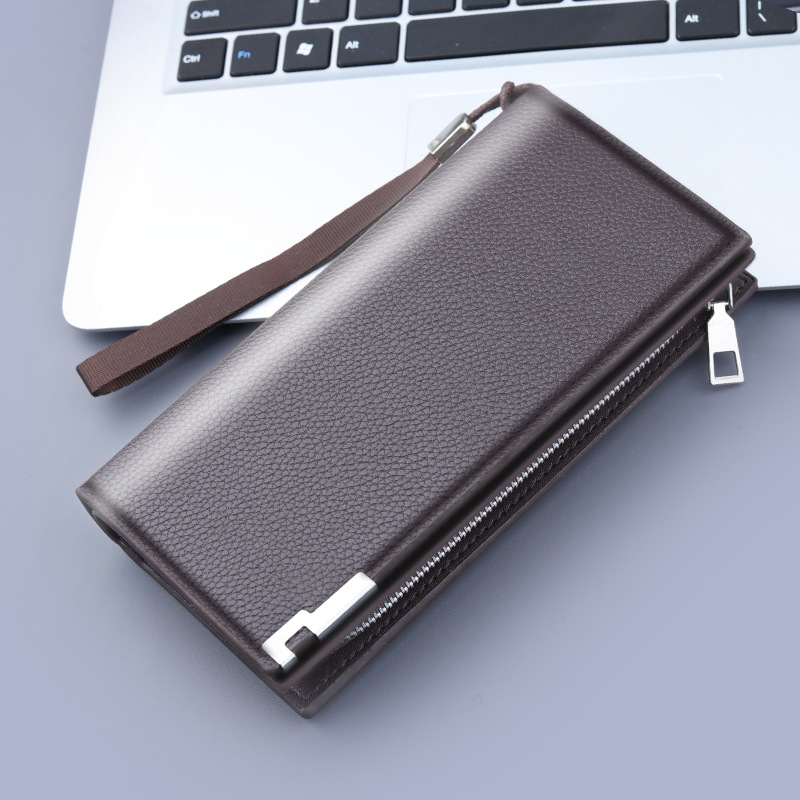 Multifunctional Mens PU Leather Clutch Wallet with Phone Pocket and Card Holder