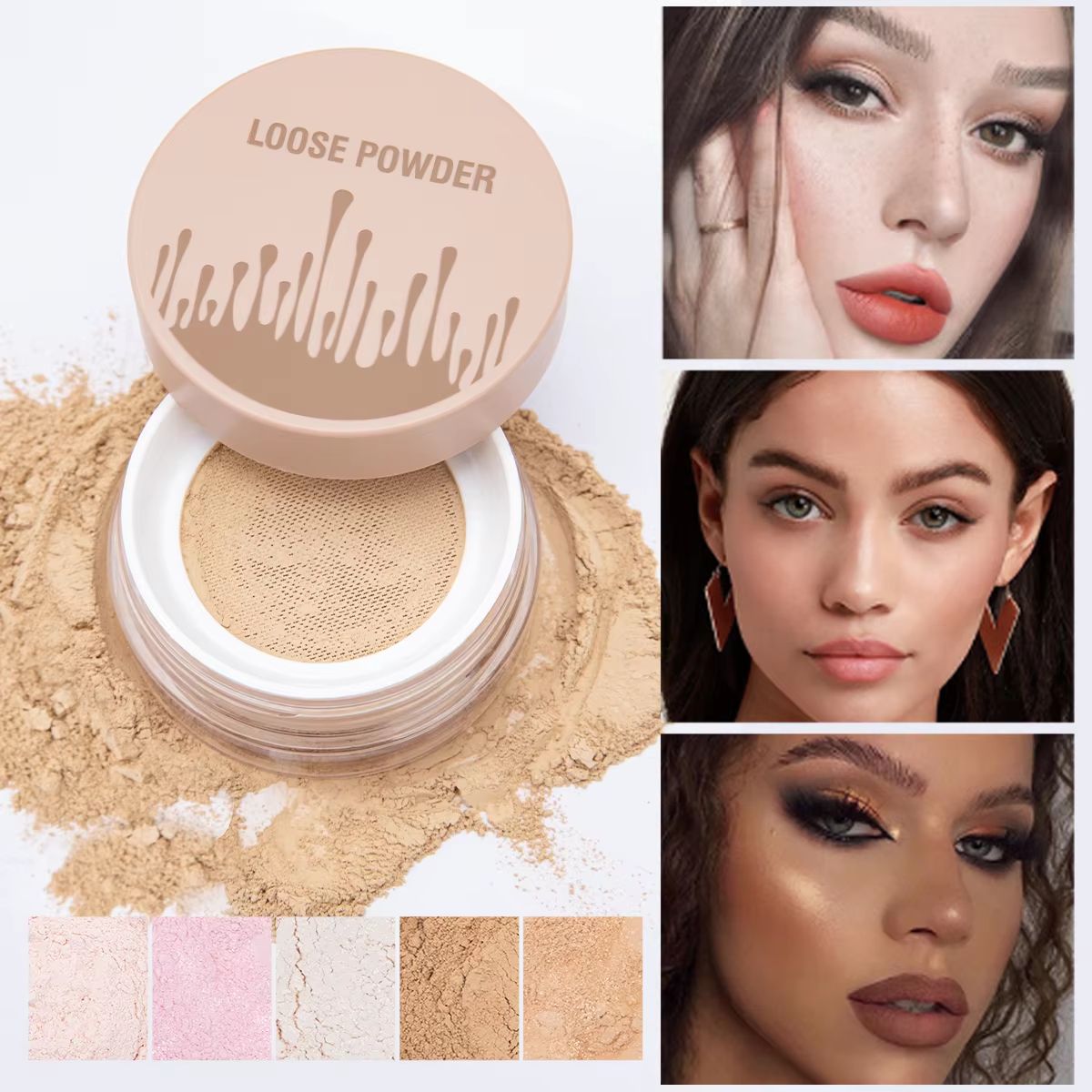 5 Color Loose Setting Powder Pore Blurring Matte Face Powder Long Lasting Makeup Finish