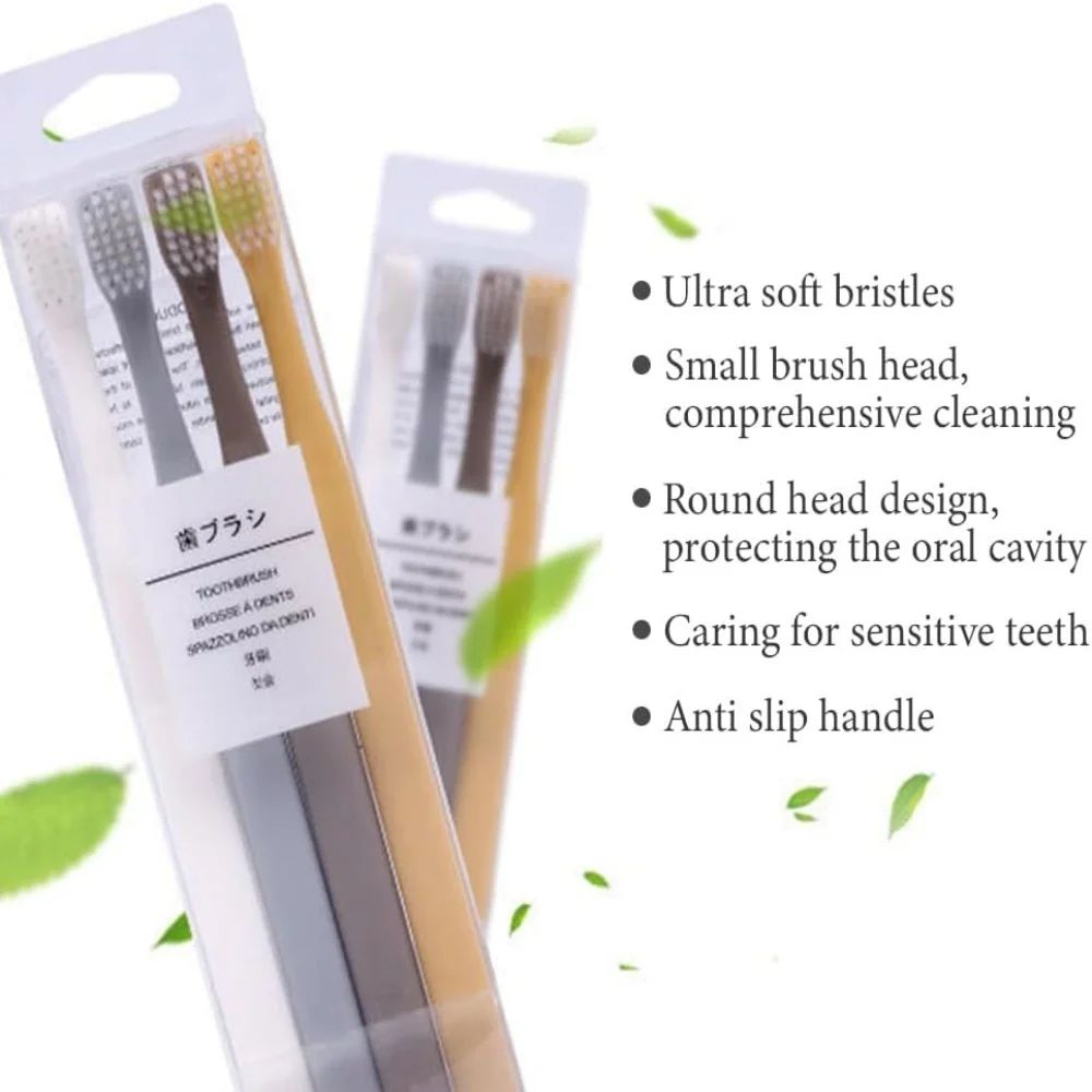 4 Pcs Soft Bristle Small Head Toothbrush Set - Nordic Color Handles, Gentle Care for Sensitive Gums, Deep Clean Comfort