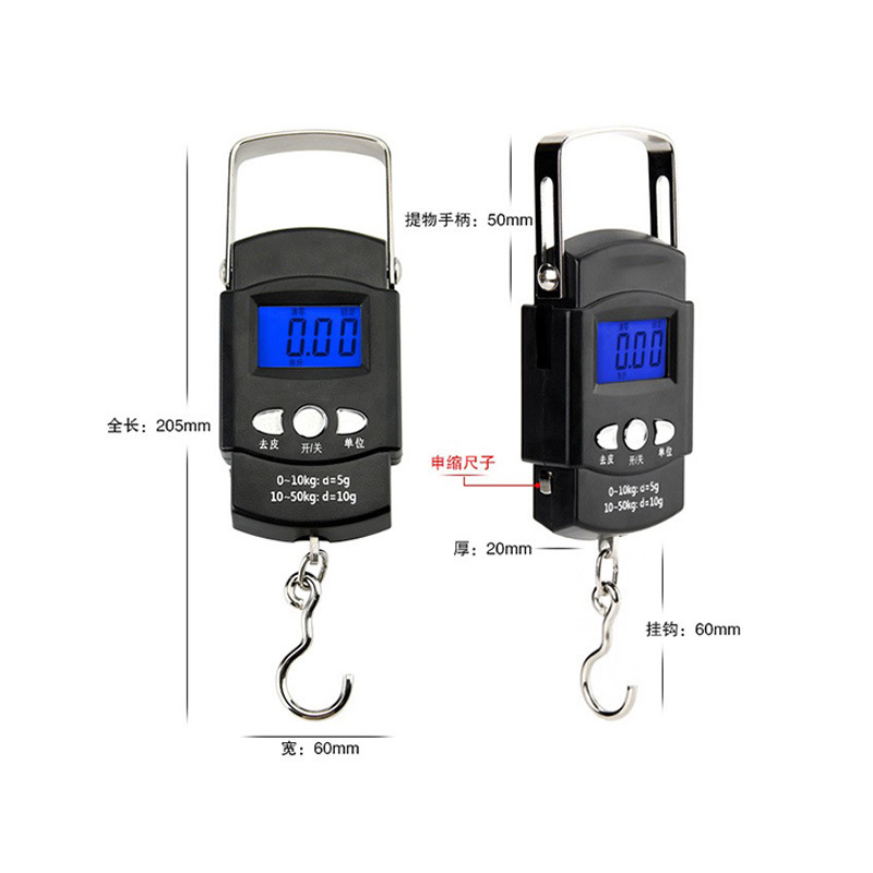 Electronic Scale, Blue Back Light LCD Display, Measuring Rule Tape, Digital Fishing Hanging Hook Scale Tool
