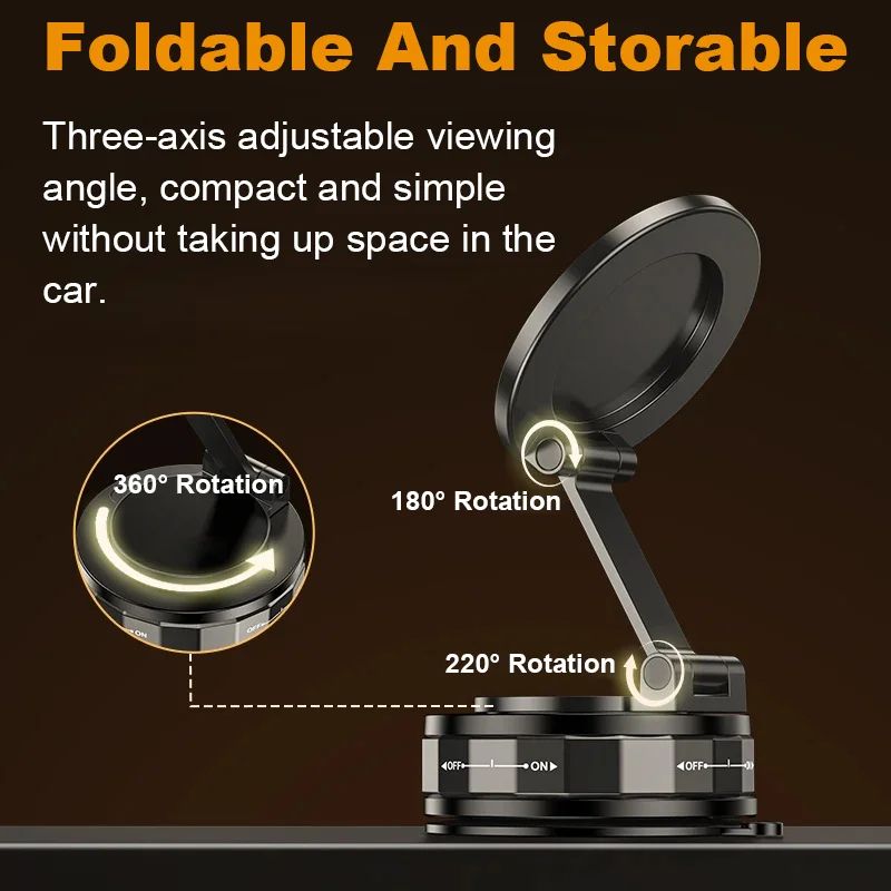360 Degree Vacuum Magnetic Car Phone Holder Universal Suction Mount