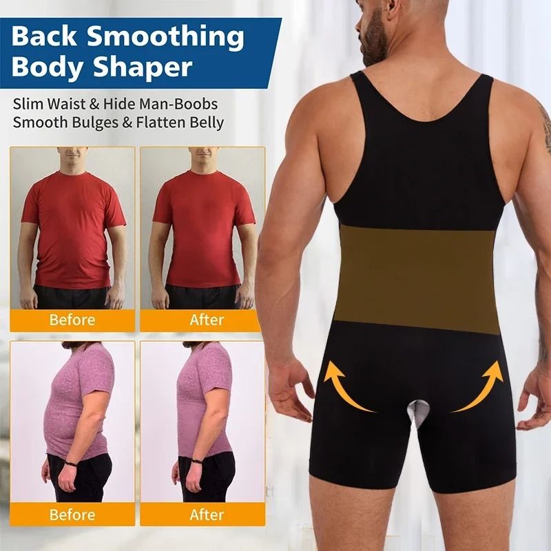 Men's Compression Bodysuit Full Body Shaper Slimming Undershirt
