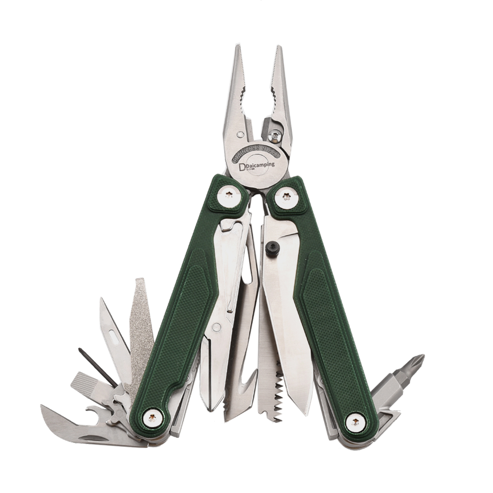 Titanium Stainless Camping Multi Tool Pliers EDC Folding Clamp with G10 Handle for Outdoor Adventures
