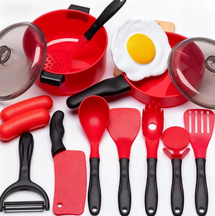 Kids Girl Cooking Kitchen Toy Set – Pretend Play Cooking & Fruit Cutting Utensils