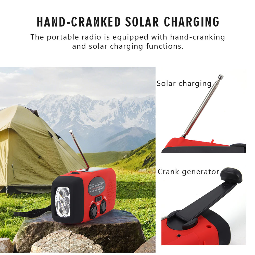Emergency Solar Hand Crank Radio with NOAA Weather Alert & Power Bank