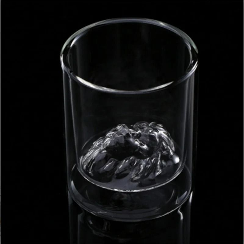 Creative Lion Head Double Wall Glass Whiskey and Spirits Mug