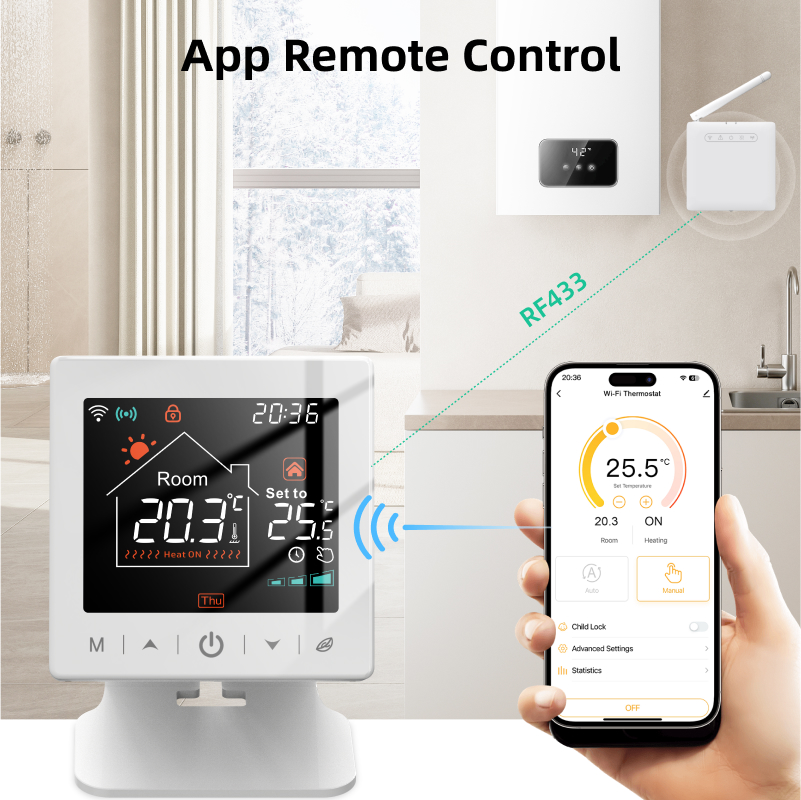 Smart WiFi Thermostat Wireless Temperature Controller, Heating Water Gas Boiler, USB Battery Powered with Alexa, Google
