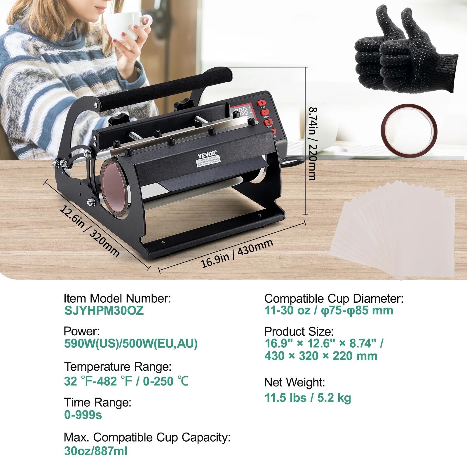 Professional Tumbler Heat Press Machine with Dual Station Heaters