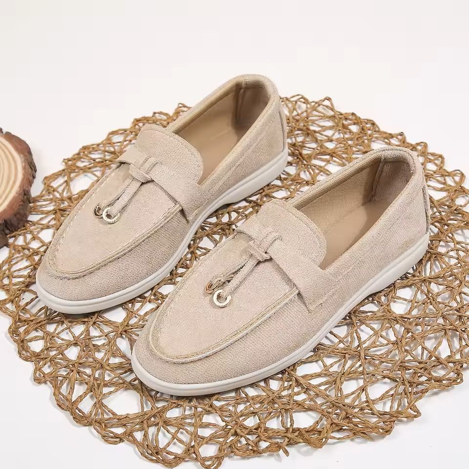 Lefu Womens Soft Leather Retro Lazy Step On Flats